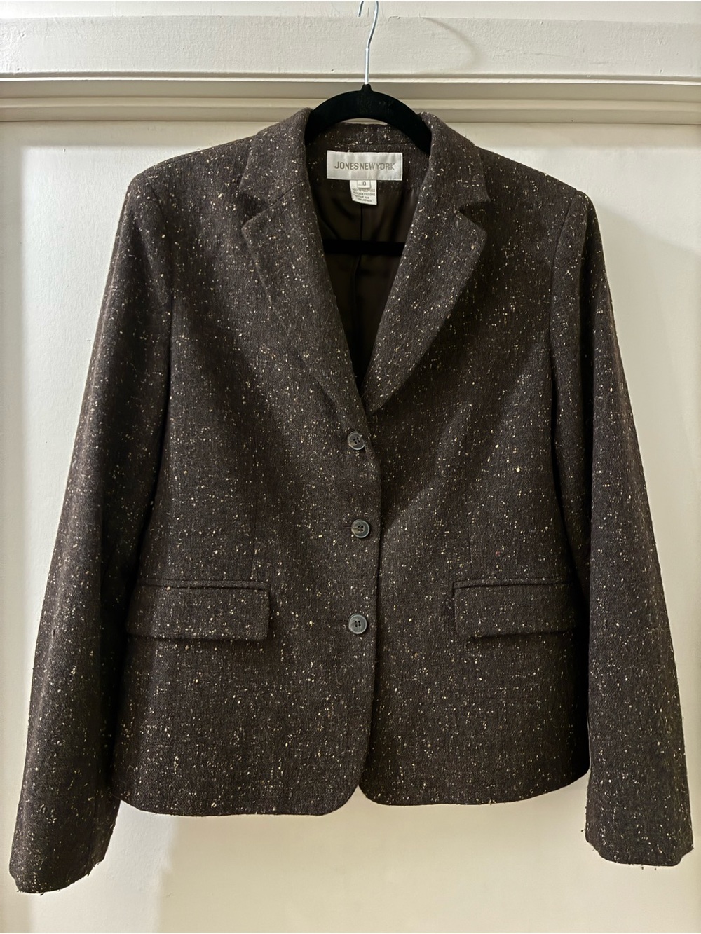 Jones New York Brown Flecked Tweed Blazer